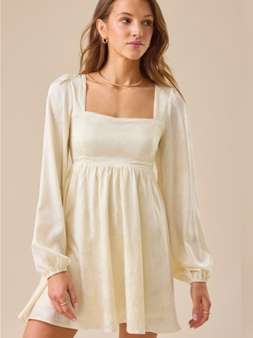 Altar’d State Alexa Ivory Floral Long Sleeve Mini Dress Size XS - Picture 5 of 8